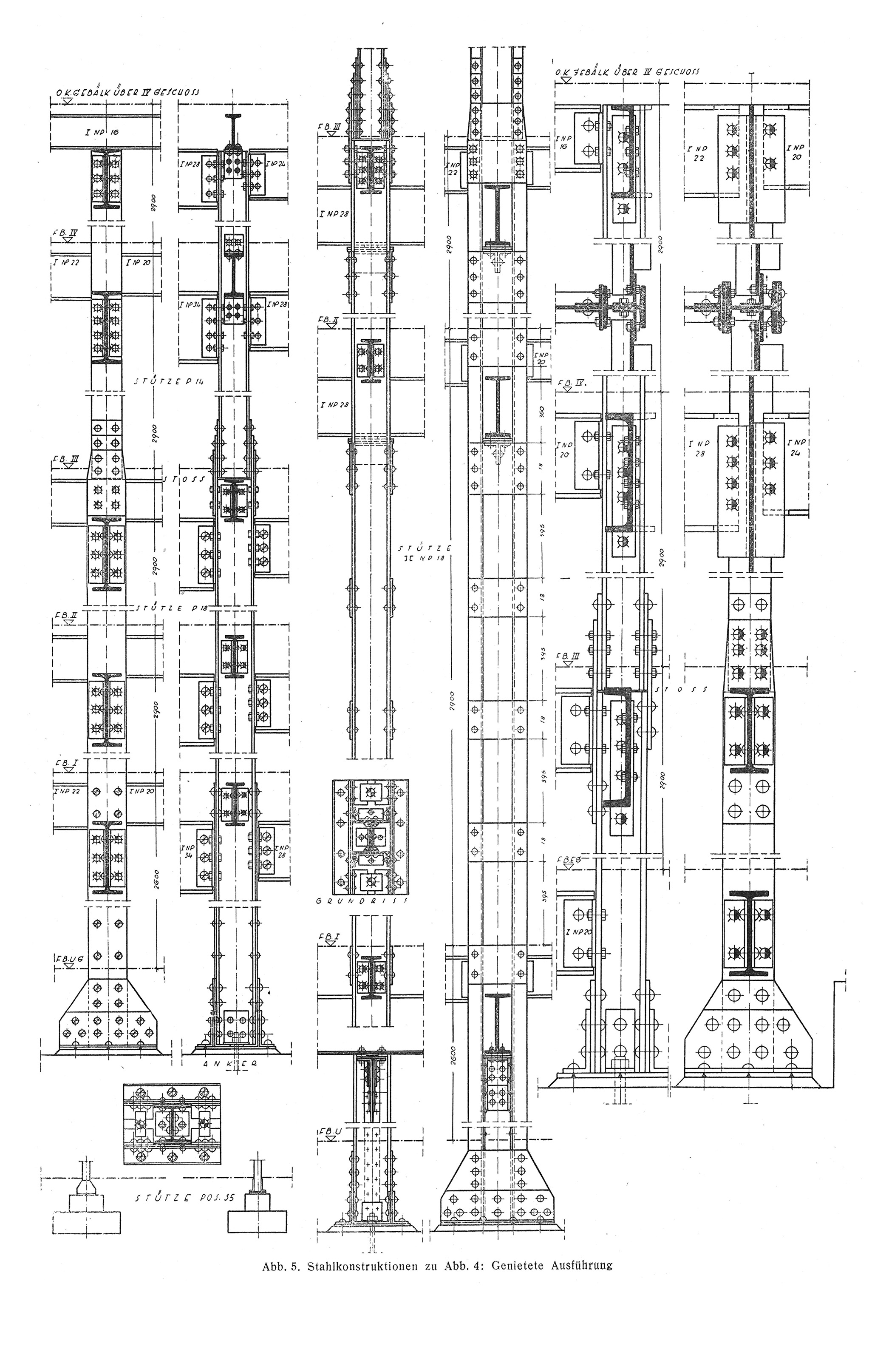 Abb. 5. // Stahlkonstruktionen zu Abb. 4: Genietete Ausführung