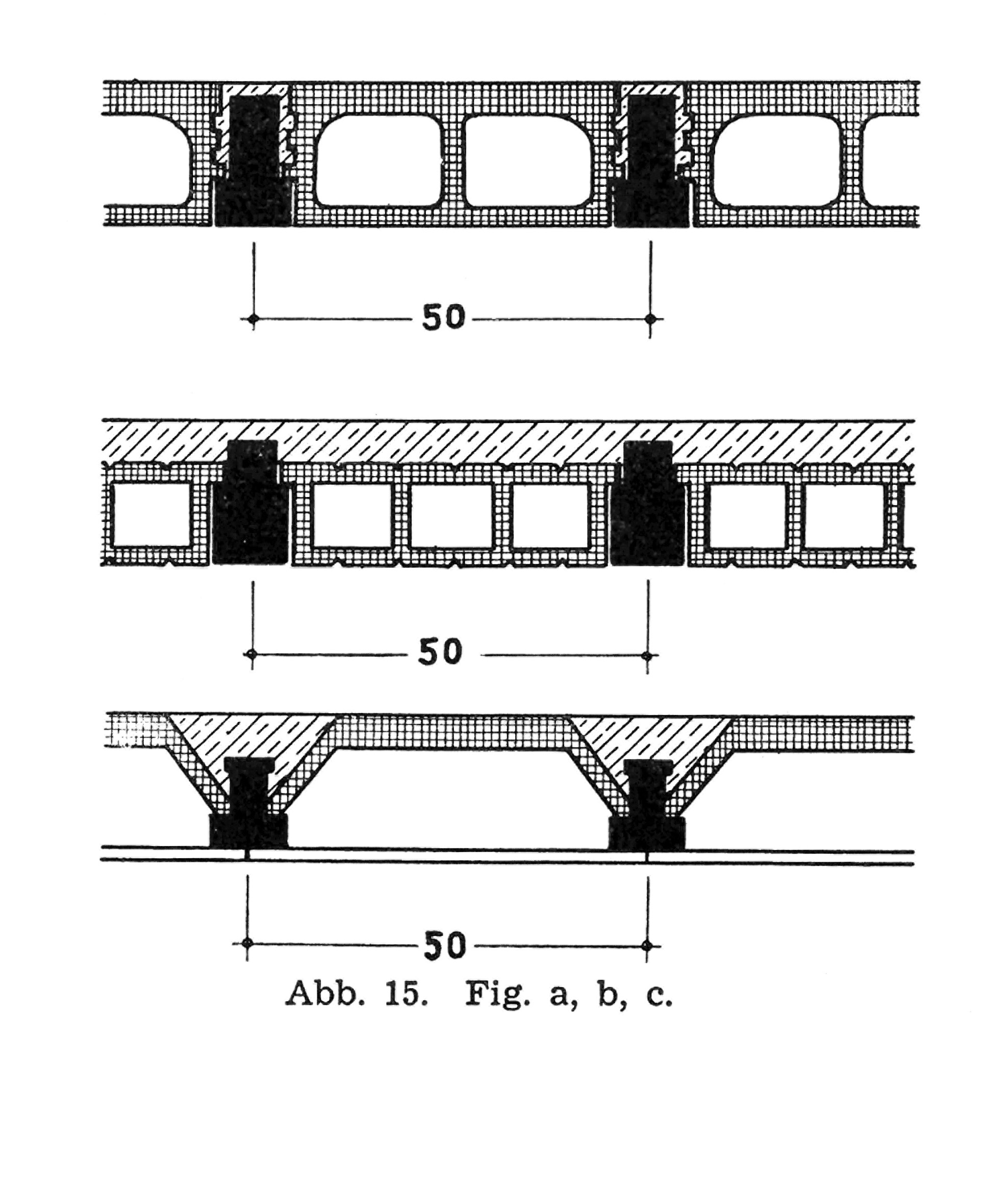 Abb. 15. // Ausführungsvarianten von Rippendecken aus Fertigteilen [Anm. d. Red.]