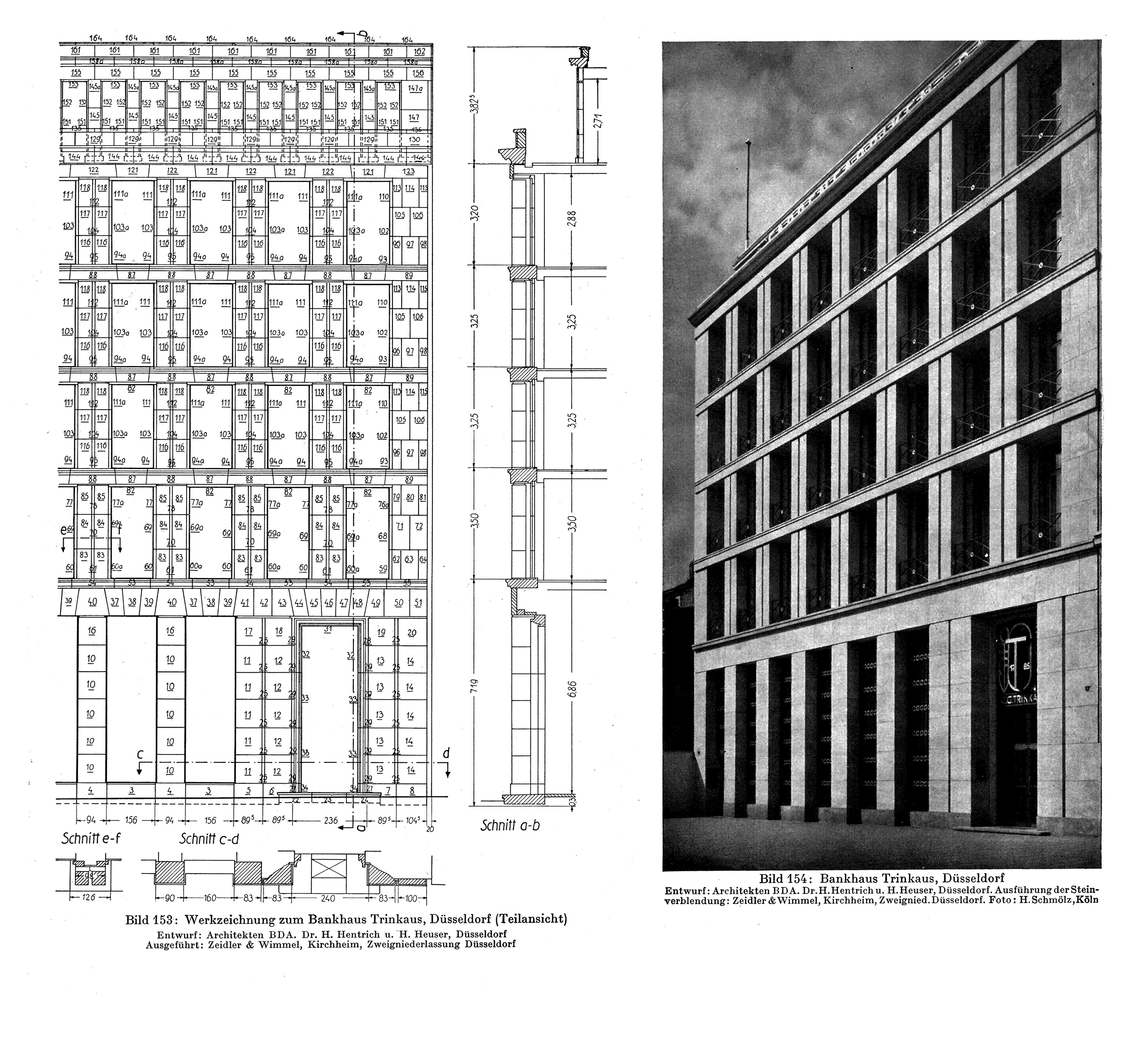 Bild 153 - 154 // Werkzeichnung und Fotografie des Bankhauses Trinkaus in Düsseldorf [Anm. d. Red.]