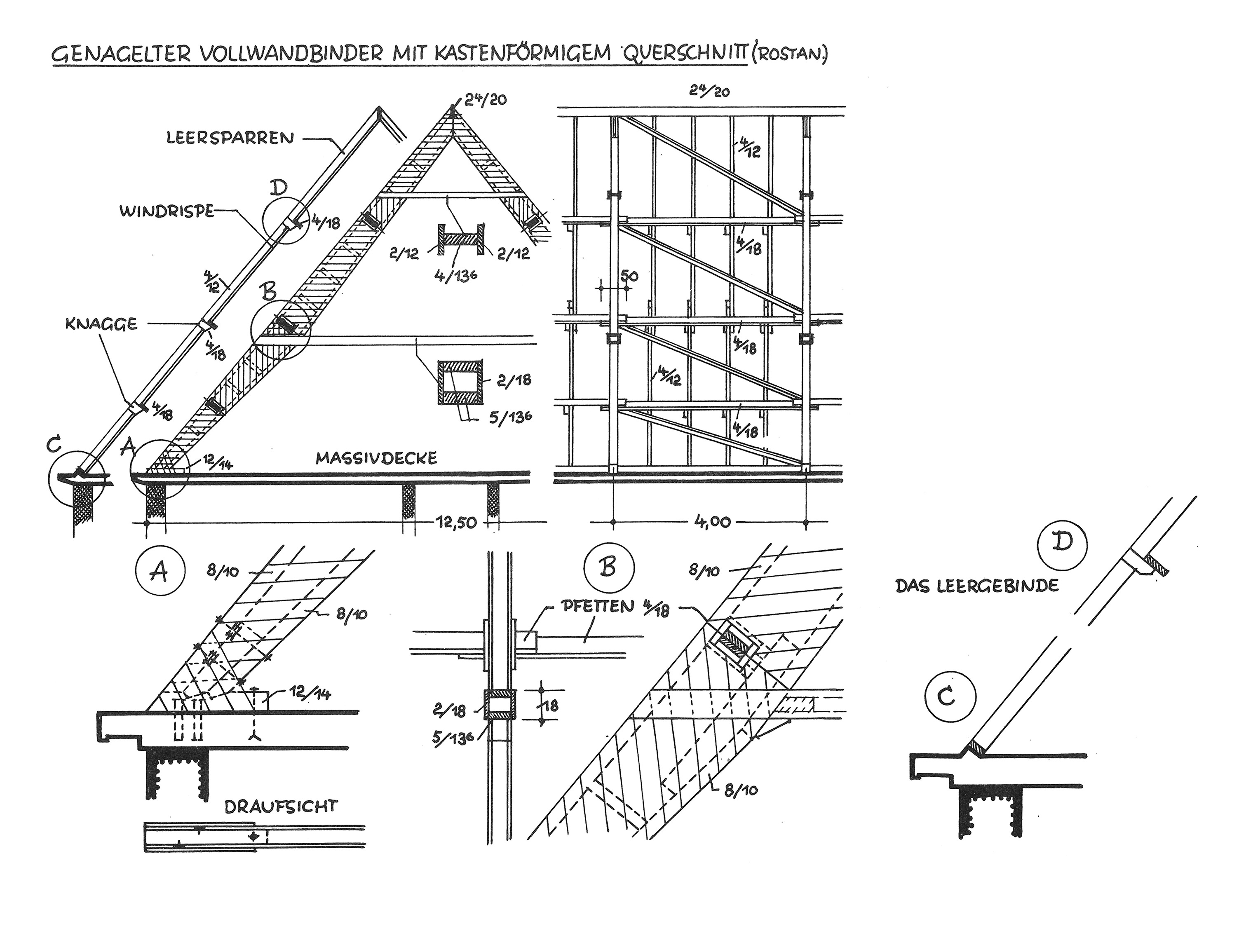Genagelter Vollwandbinder mit kastenförmigem Querschnitt (Rostan)