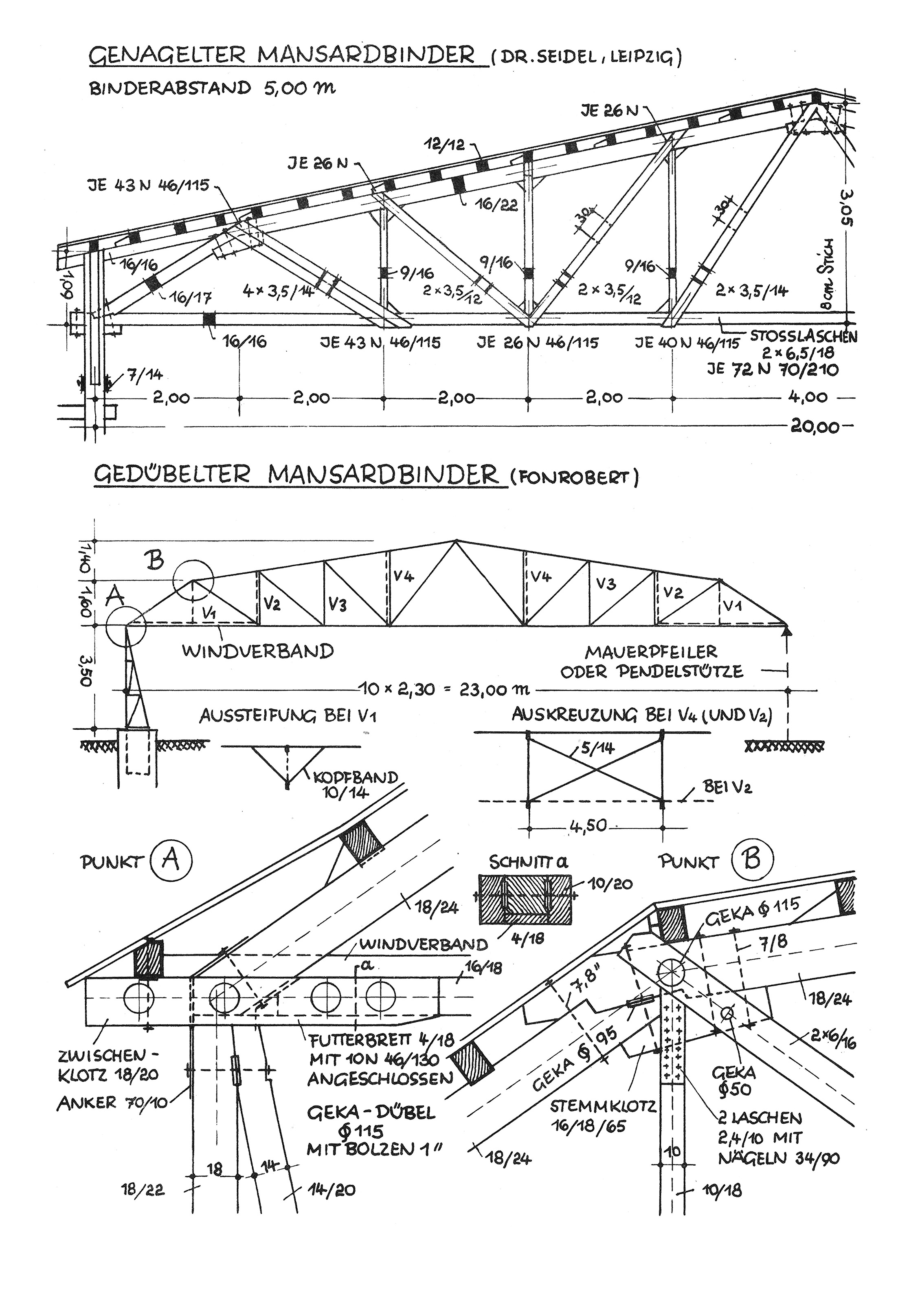 Genagelter und gedübelter Mansardbinder