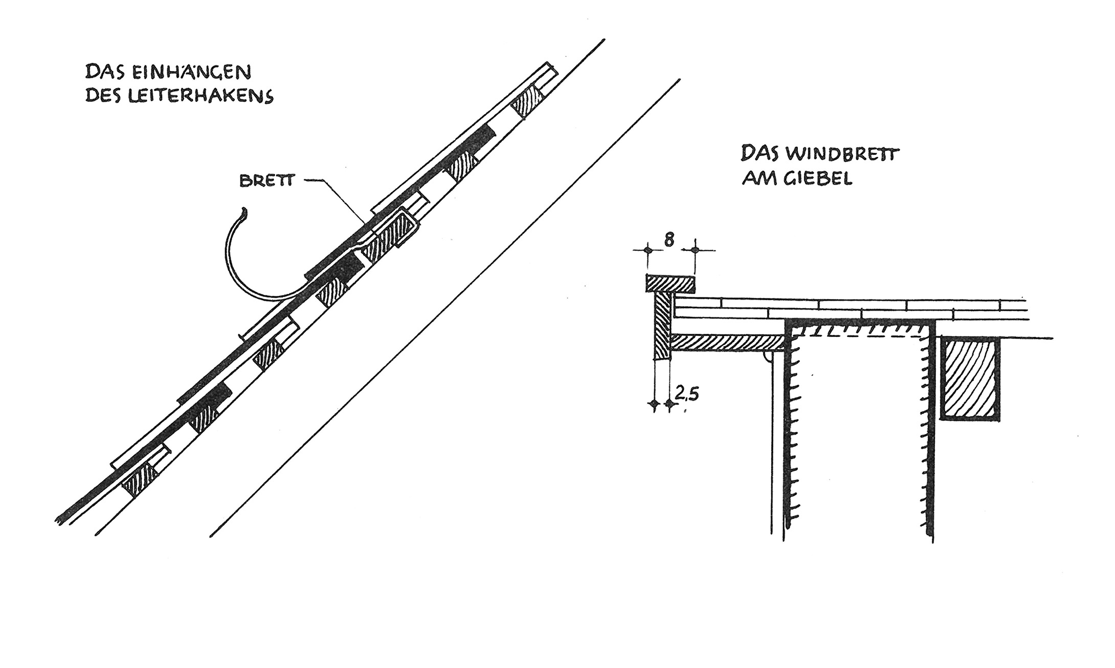 Leiterhaken und Windbrett am Giebel