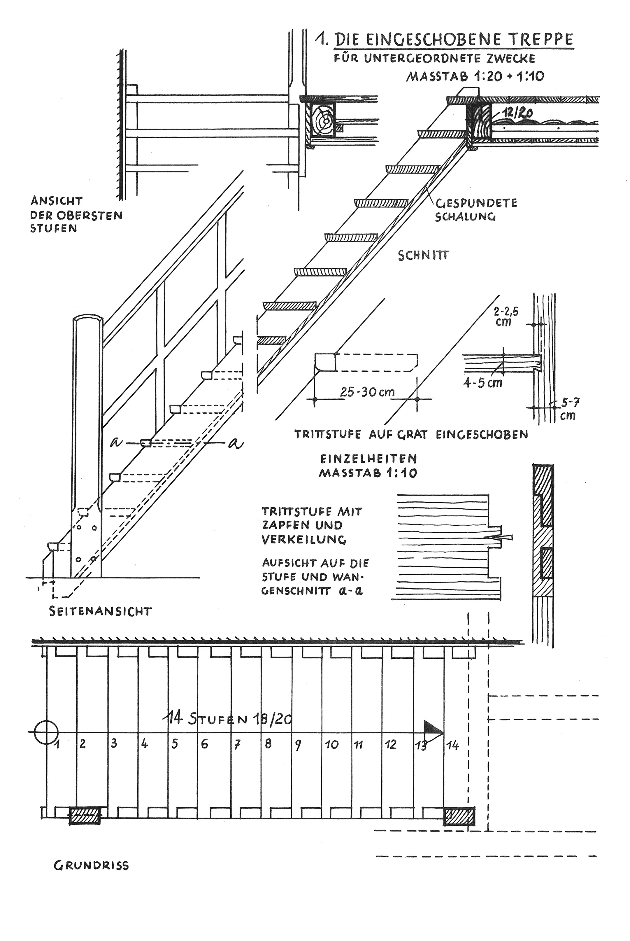 Die eingeschobene Treppe für untergeordnete Zwecke
