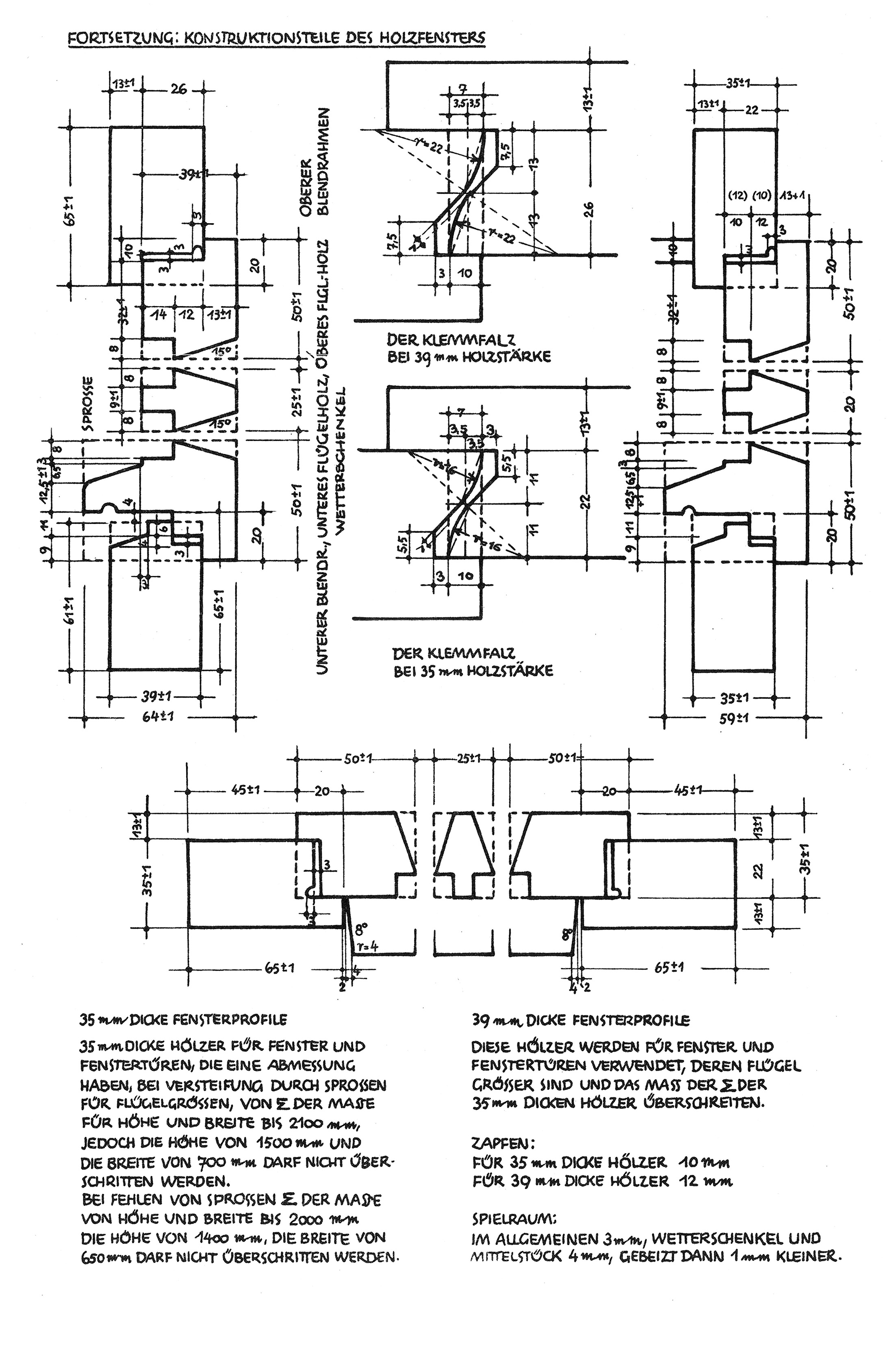 Die Konstruktionsteile des Holzfensters