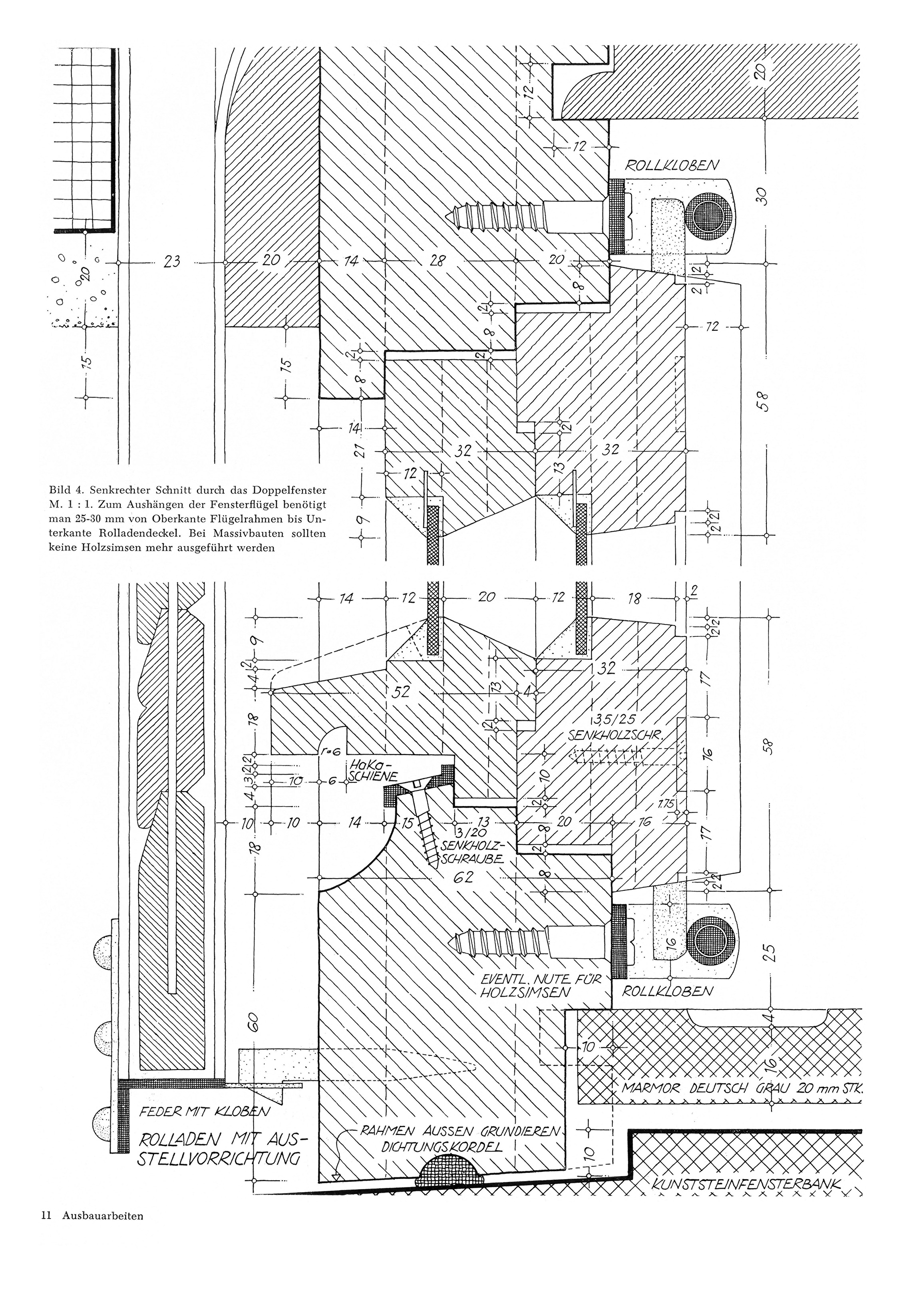 Bild 4. // Senkrechter Schnitt durch Doppelfenster [Anm. d. Red.]