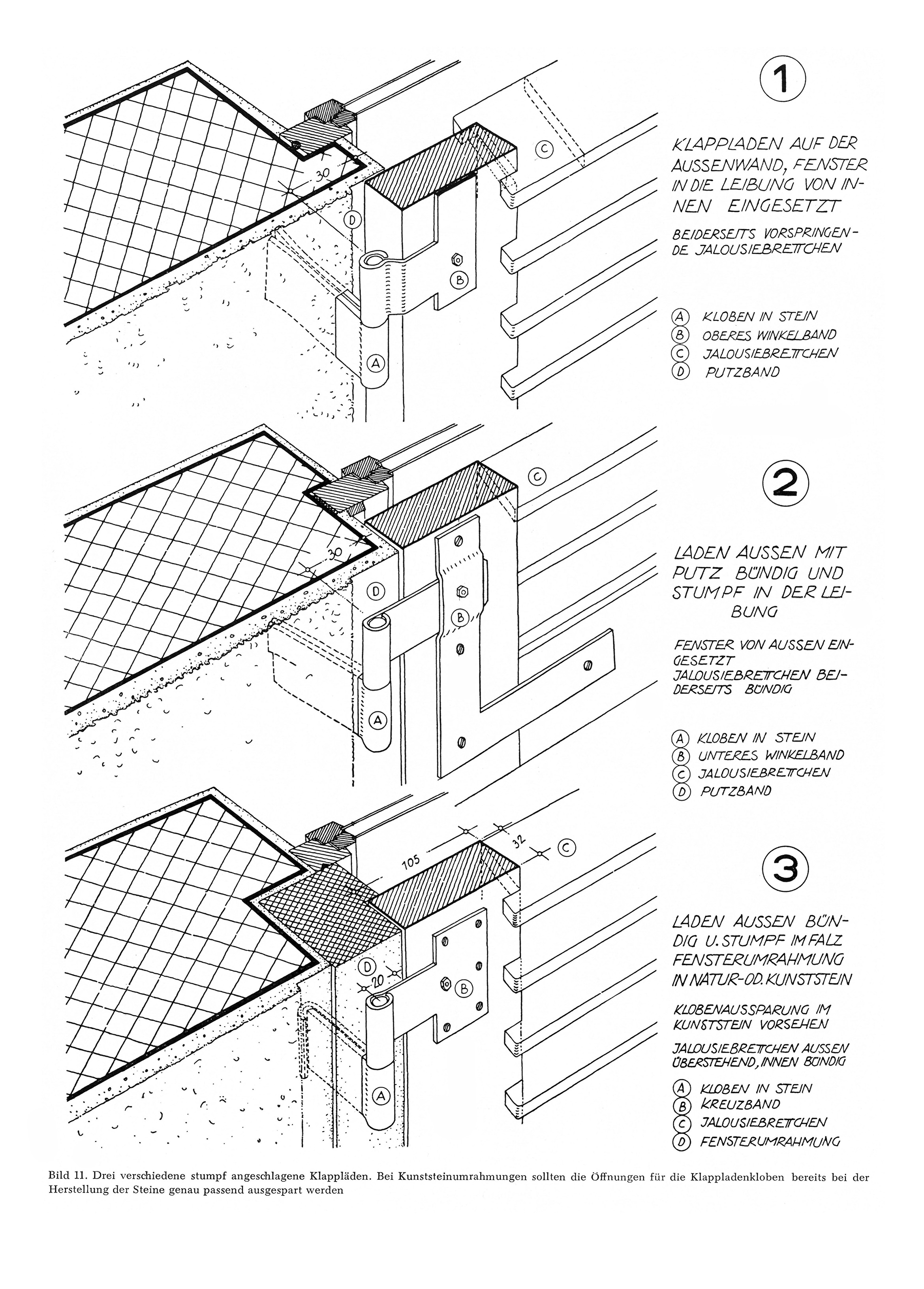 Bild 11. // Drei verschiedene stumpf angeschlagene Klappläden [Anm. d. Red.]