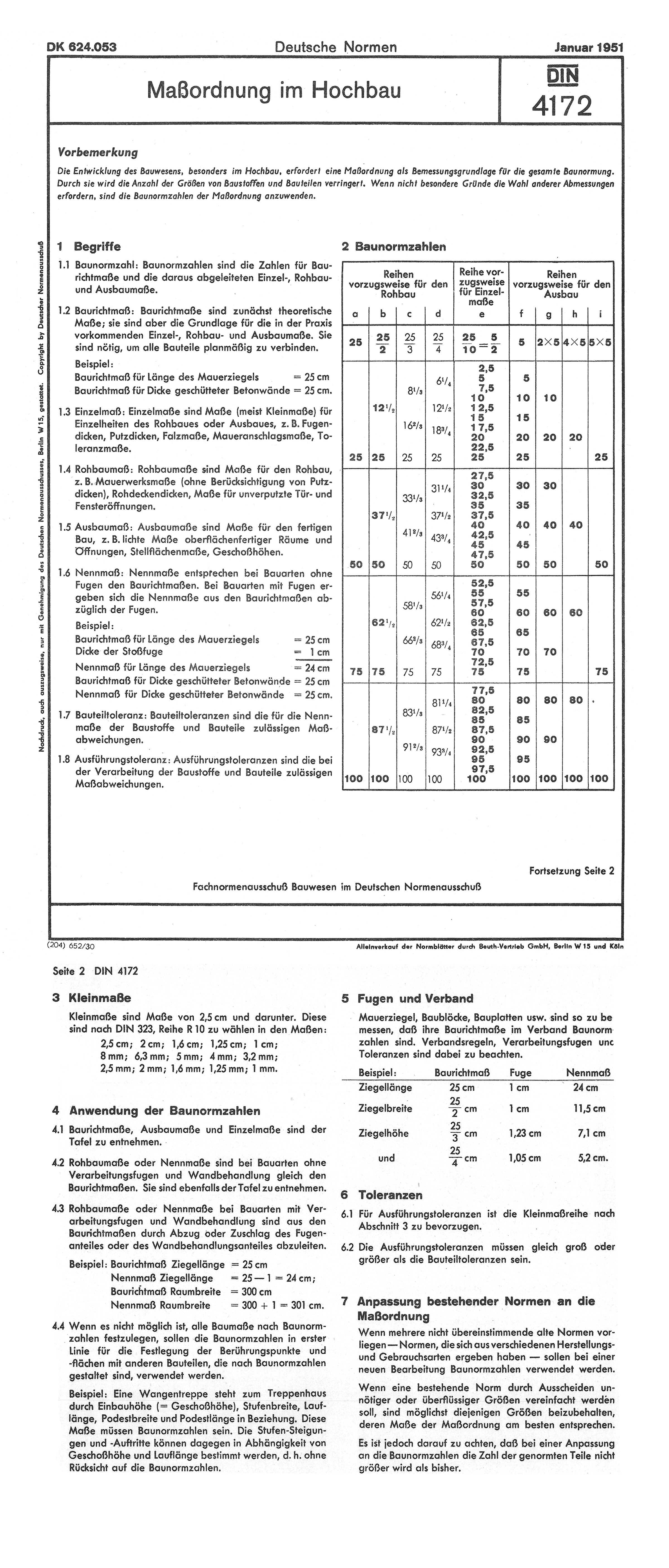 Maßordnung im Hochbau - DIN 4172