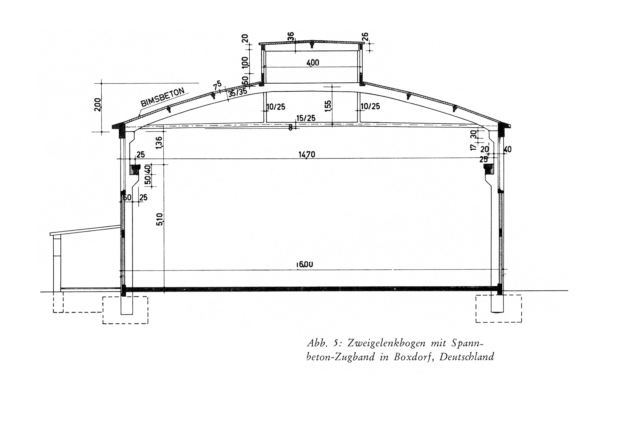 Abb. 5: Zweigelenkbogen mit Spannbeton-Zugband in Boxdorf, Deutschland