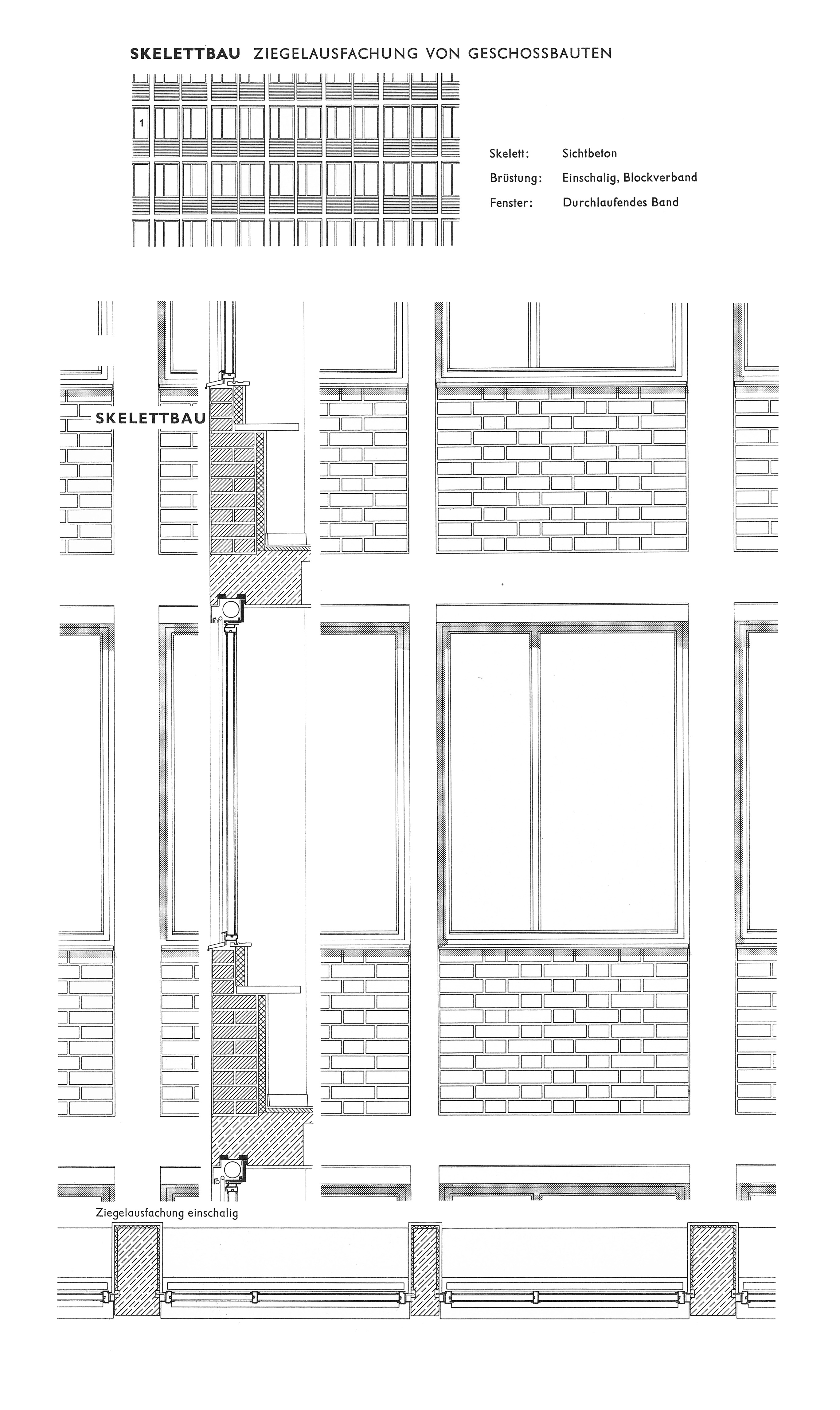 Skelettbau // Ziegelausfachung einschalig