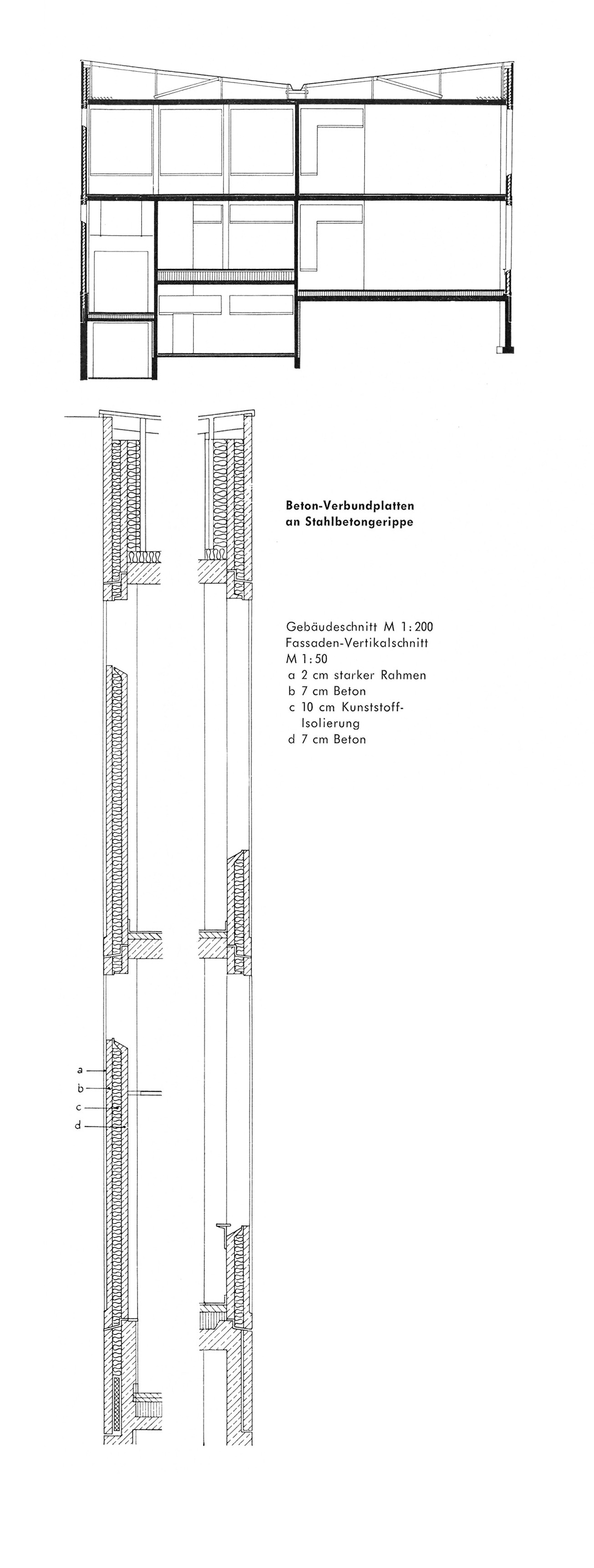 Beton-Verbundplatten an Stahlbetongerippe