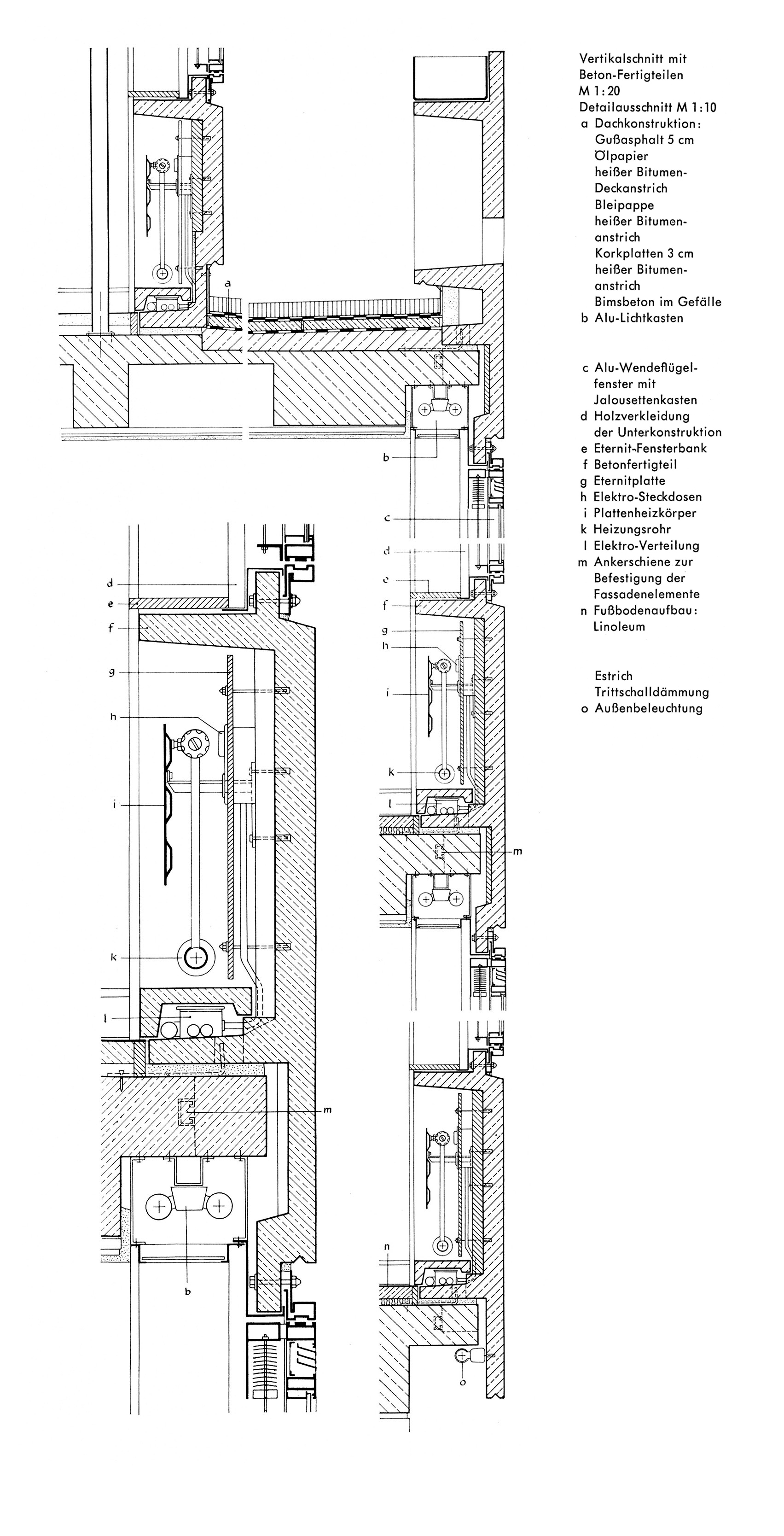 Beton-Außenwandelemente an Stahlbetongerippe