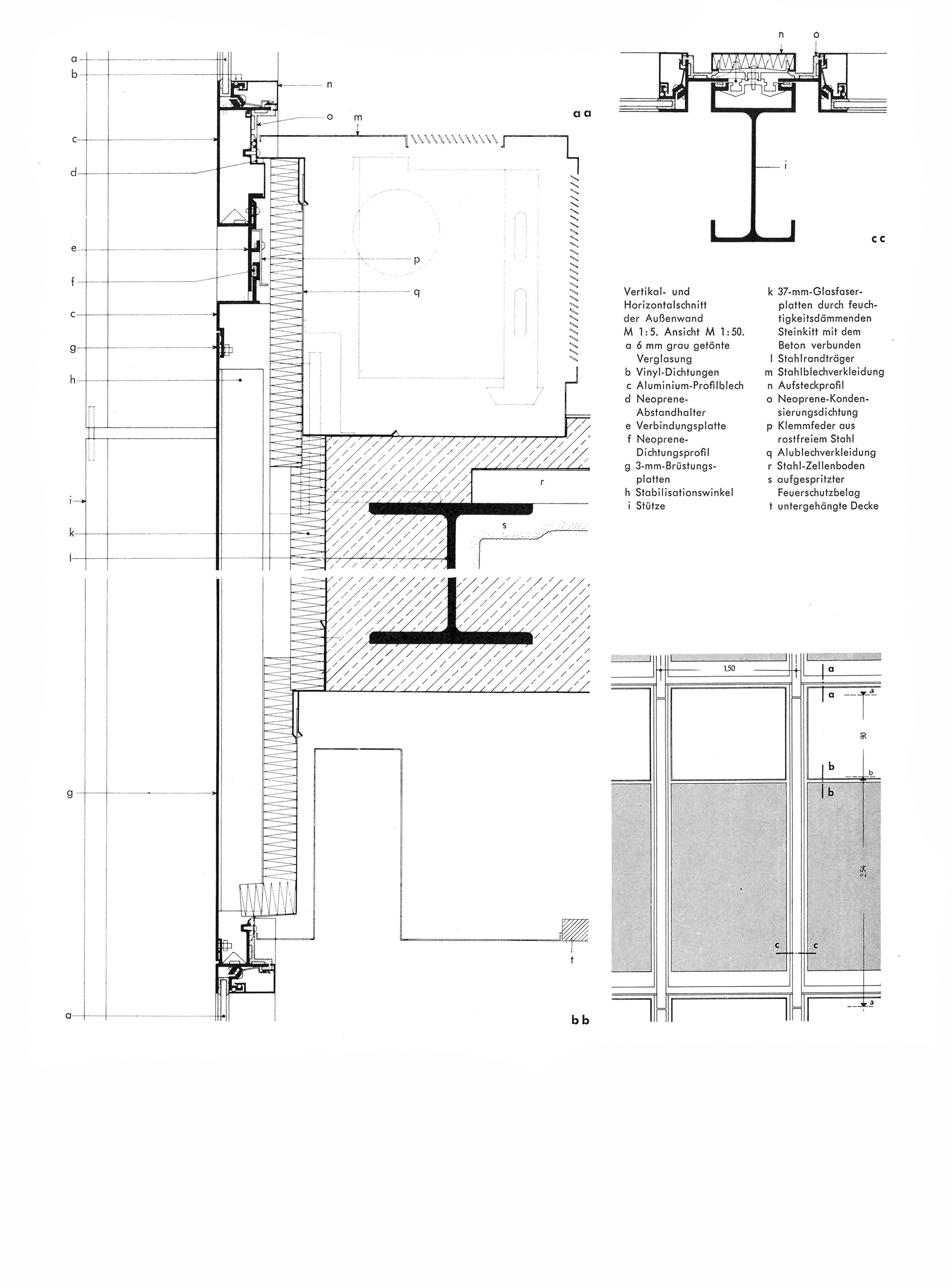 Vorhangwand aus Aluminium und Glas