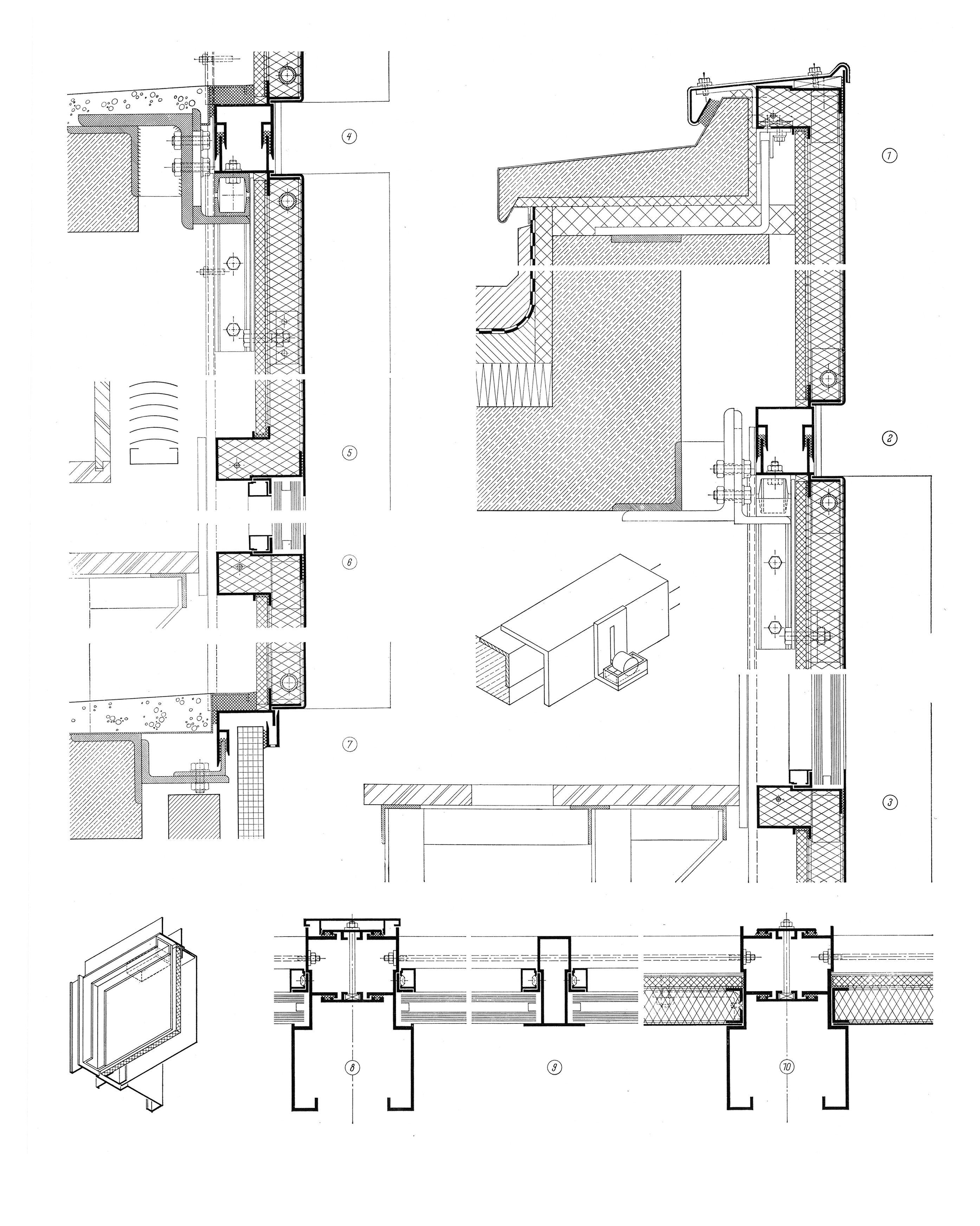Abb. // Detailkonstruktion Fassade, Attika, Fensterdetail Horizontalschnitt, Fensterisometrie [Anm. d. Red.]