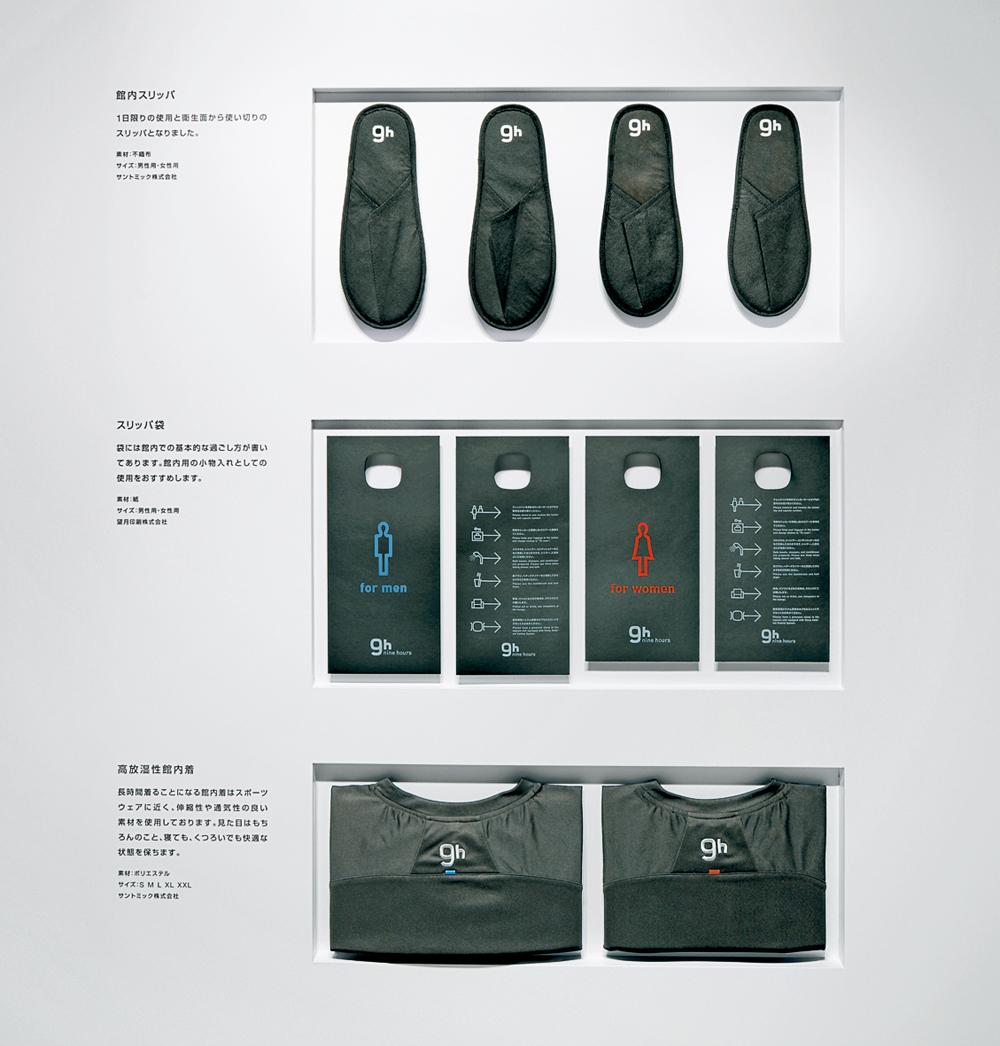 Schlafbekleidung und Sanitärartikel im Hoteldesign; Präsentation der Prototypen in einer Ausstellung