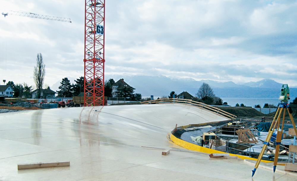 Aufsicht auf die Schalung vor dem Betonieren
