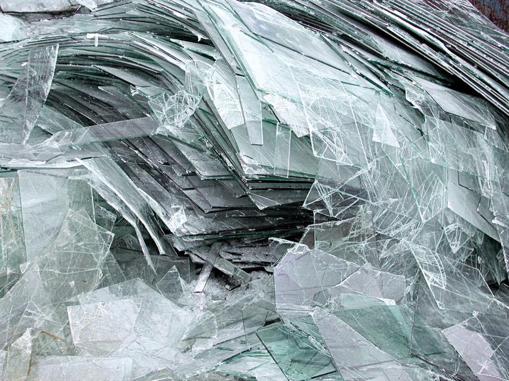 Glasabfälle aus dem Bauwesen