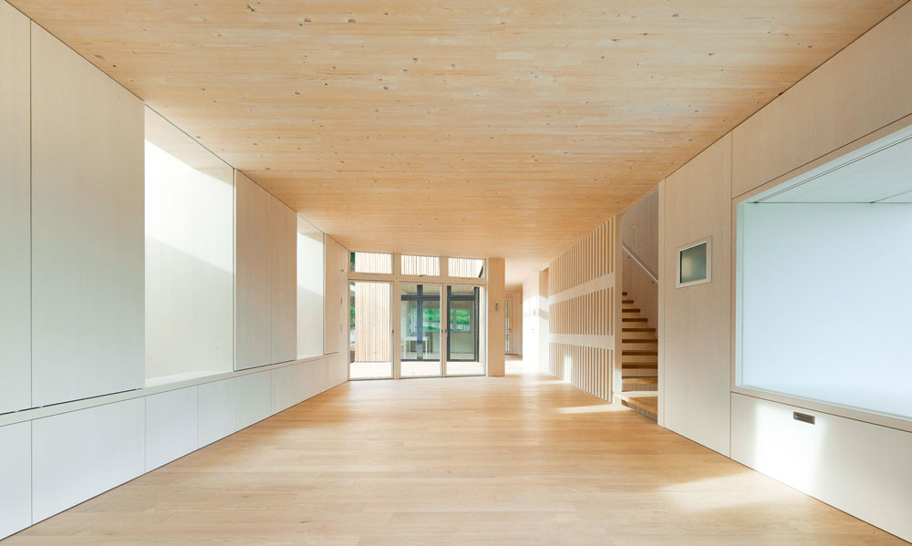 Wohnzimmer, Blick Richtung Atrium und Küche