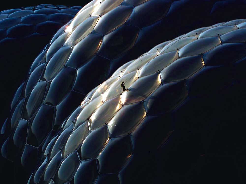 Gewächshauskuppeln (»Biome«) kurz nach Fertigstellung, 2001