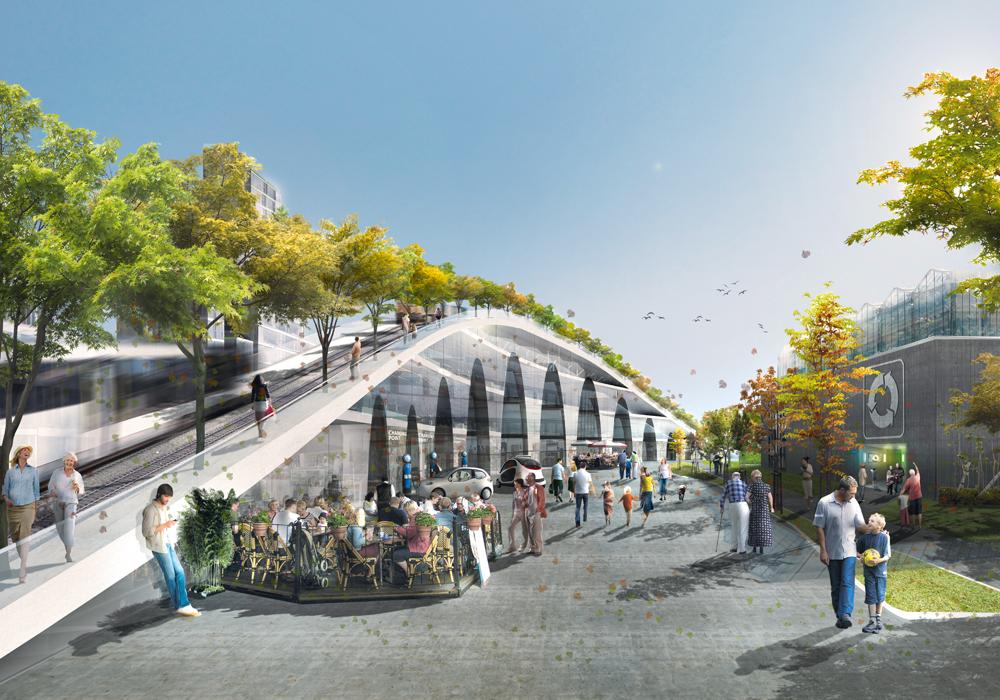 Zukunftsfähige Symbiose aus Verkehrs- und Siedlungsplanung: In ihrem Konzept der »Loop City« für die Region Kopenhagen/Malmö schlägt die Bjarke Ingels Group 2010 vor, künftige Stadterweiterungen entlang einer ringförmigen Bahntrasse zu konzentrieren.