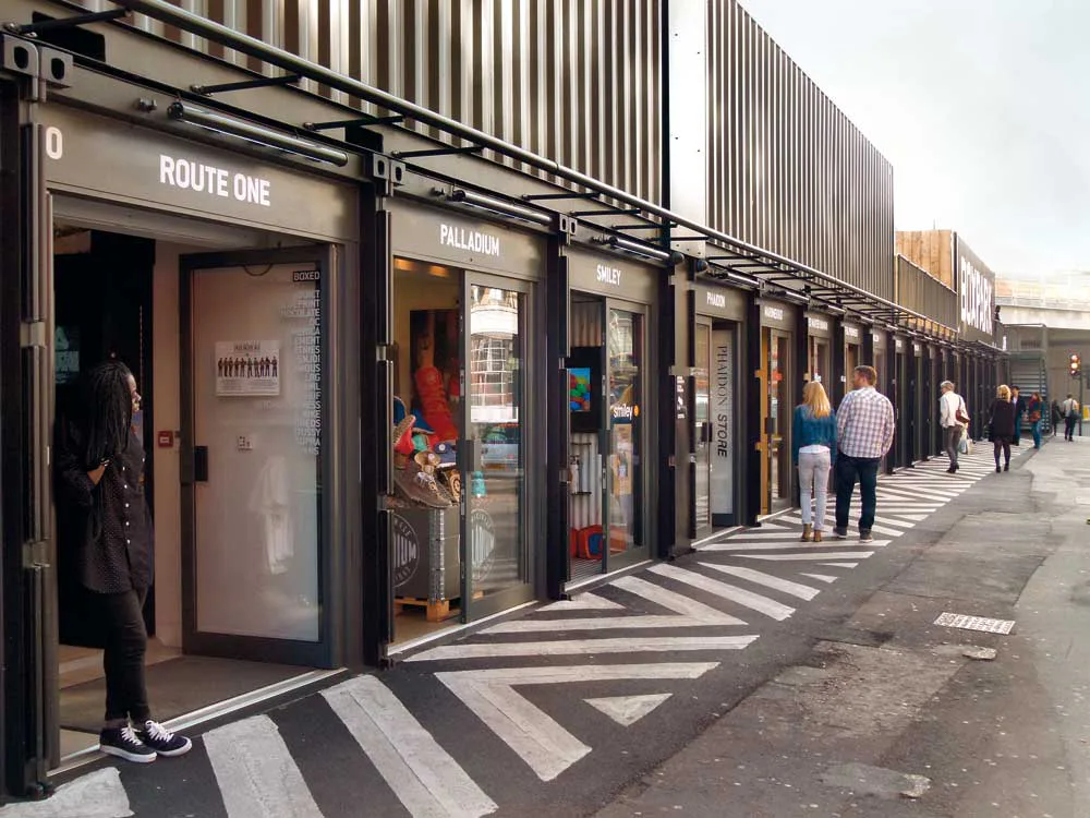 Temporäre Container-Mall in London