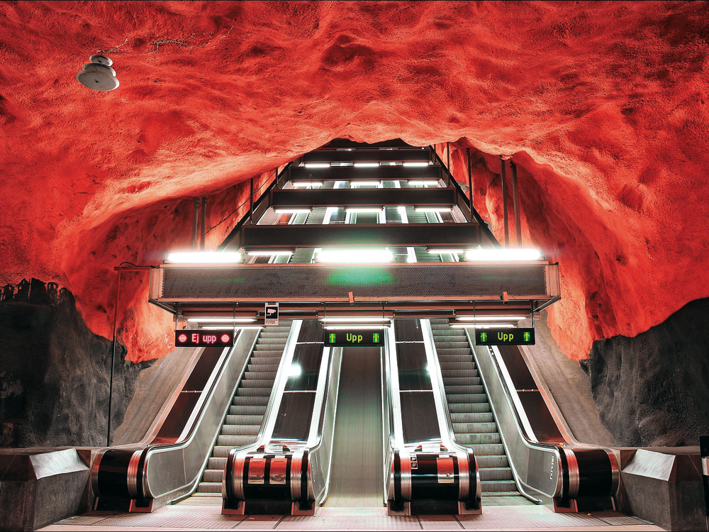 U-Bahnhaltestelle Solna Centrum, Stockholm, 1975, Künstler: Anders Iberg, Karl-Olov Björk