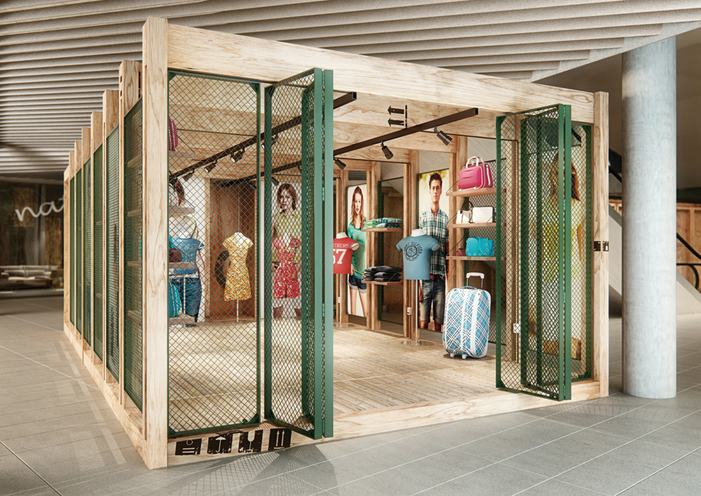 Temporäre Verkaufsflächen in variablen Boxen gehören zum Konzept der Mall.