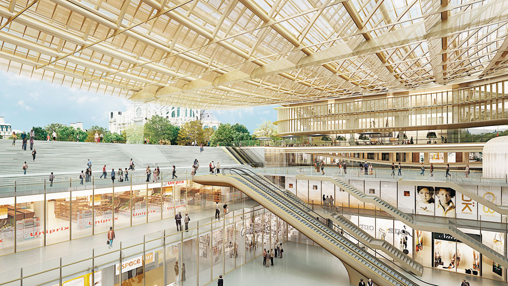 Das Areal der ehemaligen Markthallen: Neue Parkgestaltung mit dem »Canopée de Paris« über dem Tiefhof des Forum Les Halles von 1979