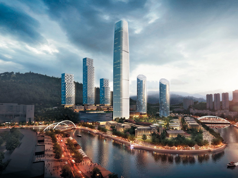 Tragsystem einer »gerahmten« Röhre Guiyang World Trade Center, CN–Guiyang
Fertigstellung 2018