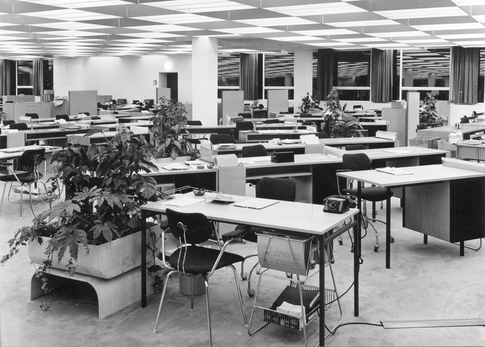 Bürolandschaft bei Bertelsmann, Gütersloh 1961
Architekt: Walter Henn, Braunschweig