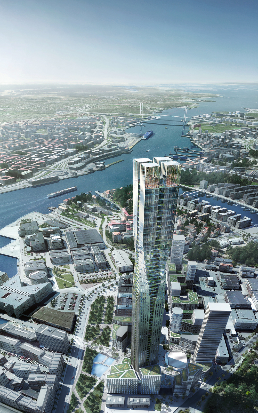 Tragsystem als »Kern-Ausleger-System« 
Polestar Tower, Göteborg
Fertigstellung 2019