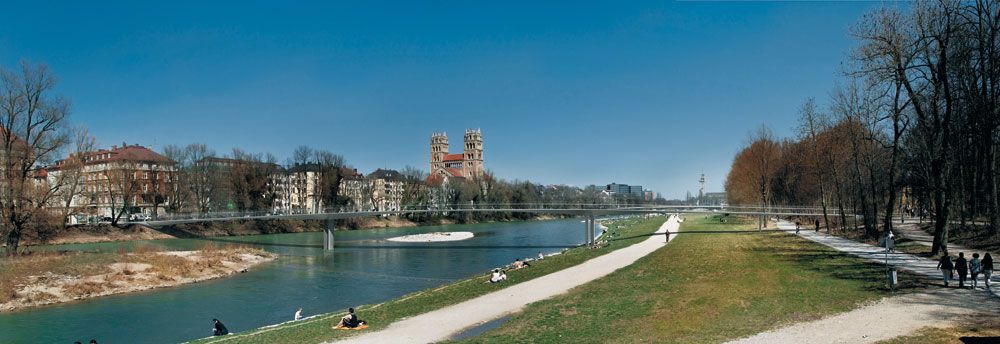 Wettbewerb Klenzesteg (Rendering), München, schlaich bergermann und partner