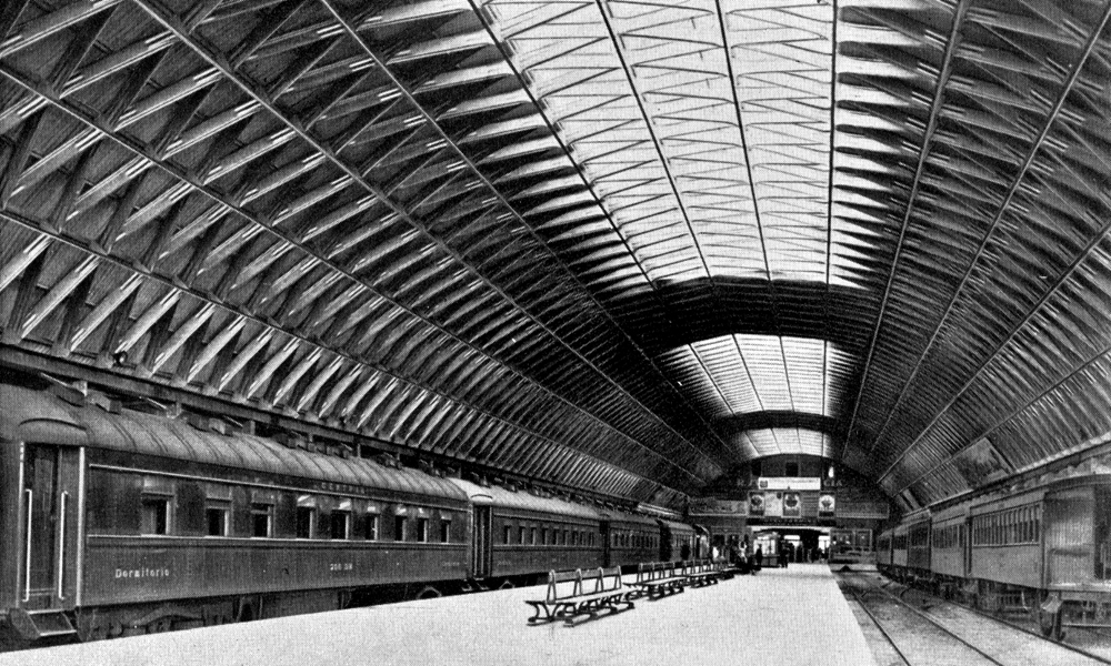 Bahnsteighalle in São Paulo, um 1935