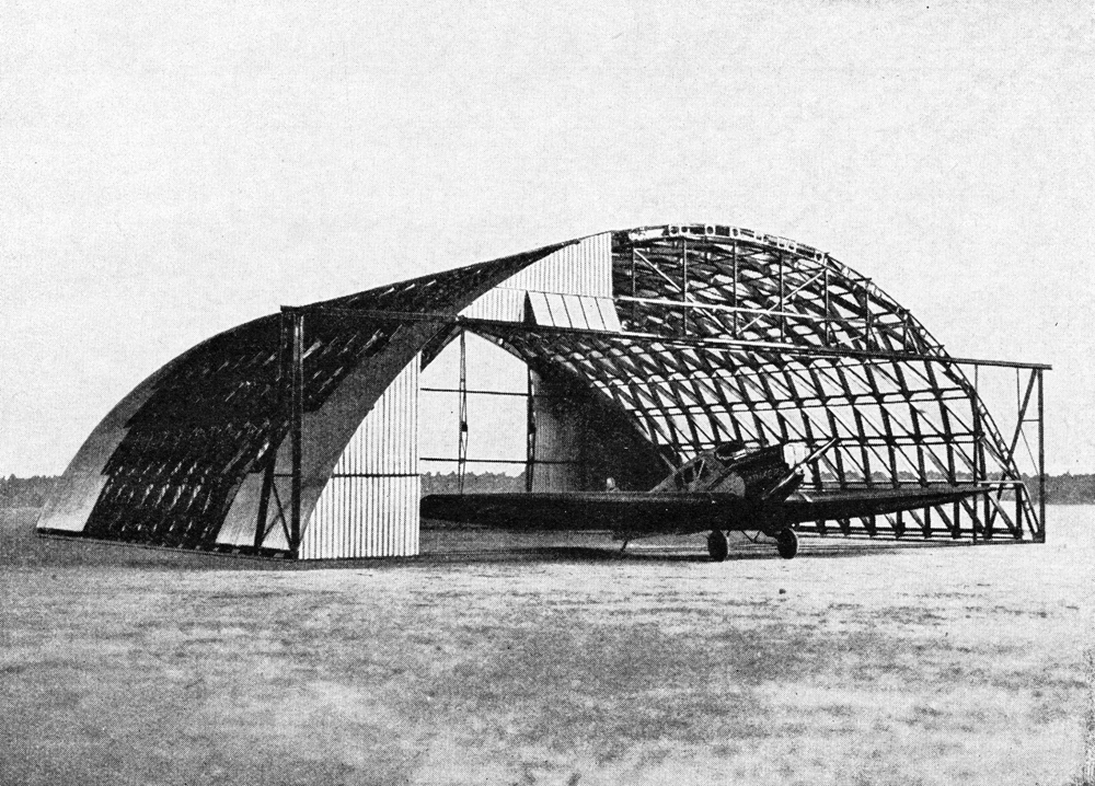 Musterbau (Flugzeughalle Typ 11) auf dem Werksgelände in Dessau, um 1929
