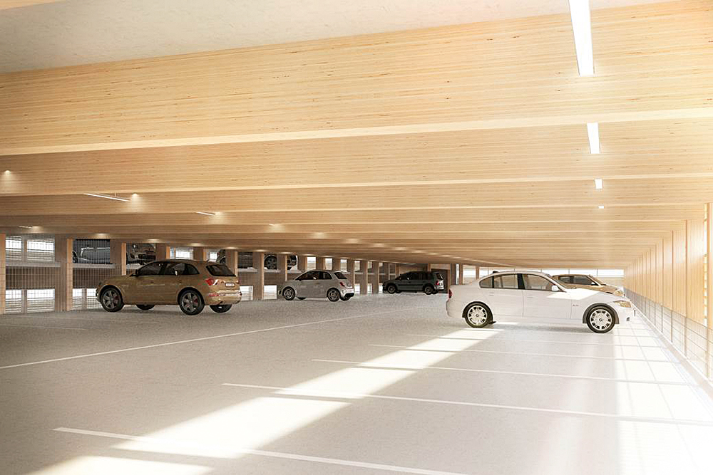 prototypischer Entwurf eines Bausystems für Parkhäuser in Buchen-FSH, TUM.wood – Wood in Research and Teaching, TU München, 2015