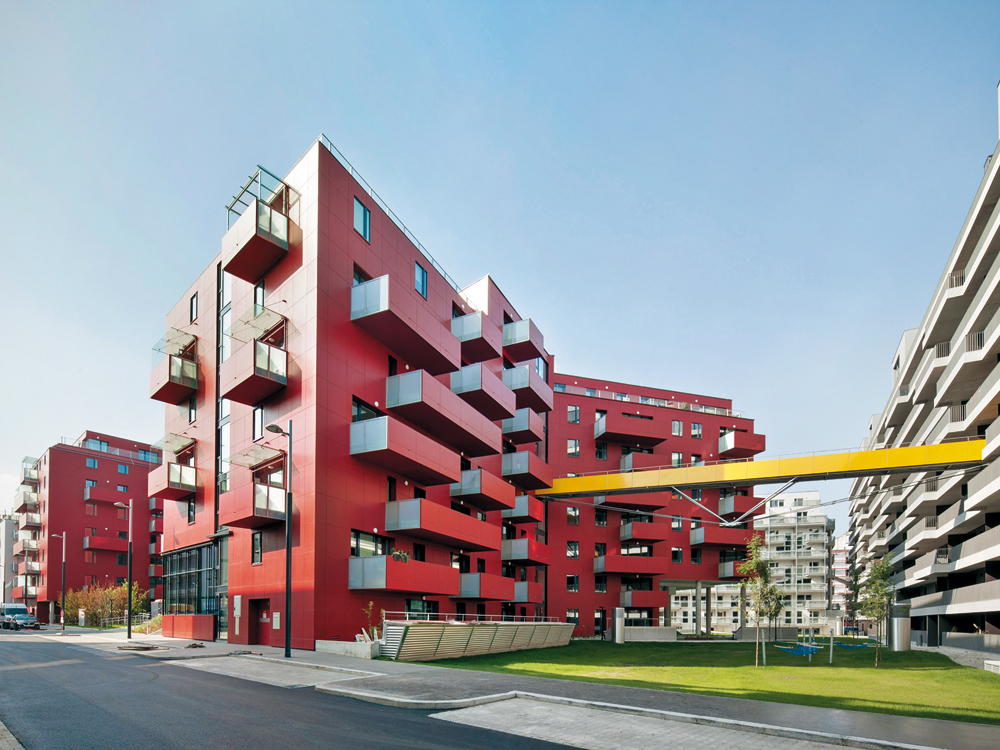 Wohnanlage Wohn_Zimmer in Wien, 2014; Architekten: Klaus Kada Architektur, Riepl Kaufmann Bammer Architektur, Studiovlay; Bauherr: win4wien Bauträger GmbH