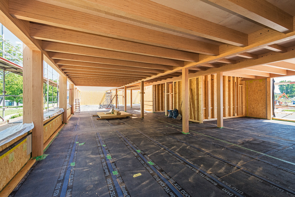 Verwendung von Buchen-FSH in Tragwerk, Fassade und Innenausbau
Bürogebäude in Augsburg, 2015
Architekten: lattkearchitekten, Augsburg
Tragwerksplaner: bauart konstruktions GmbH, München