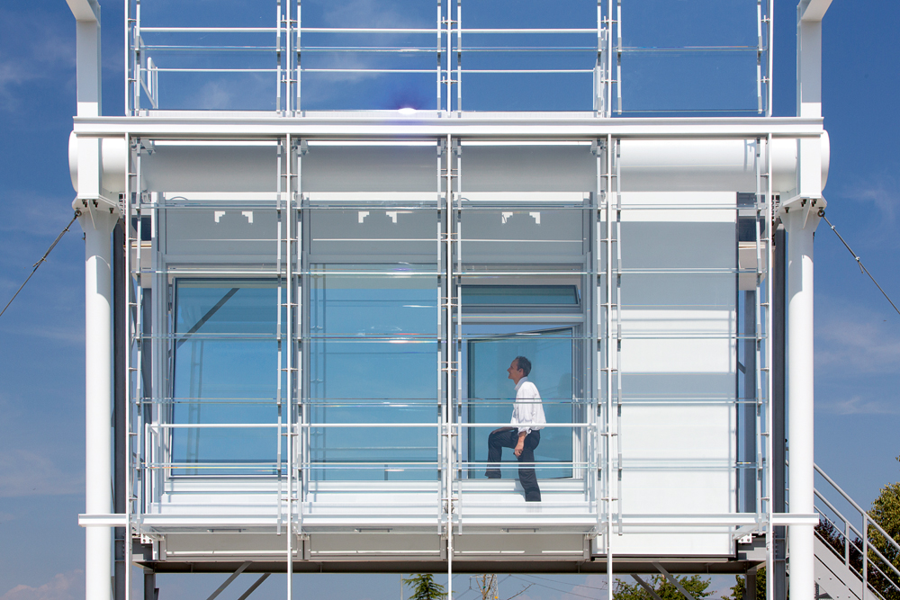 Mock-up der Doppelfassade als 1:1 Modell