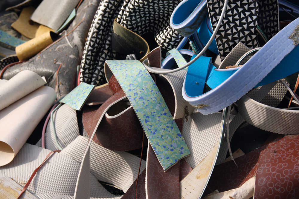 PVC-Belagsreste für das Recycling
