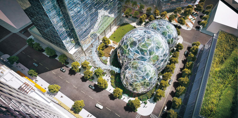 Amazon-Headquarter, Seattle, voraussichtliche Fertigstellung 2018, Architekten: NBBJ