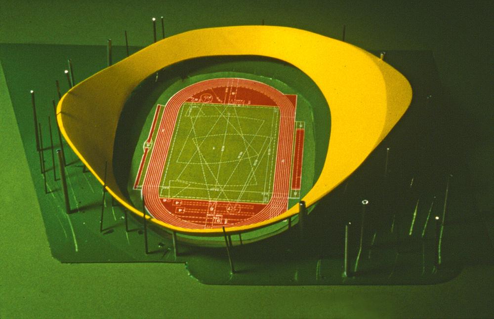 Stadion in Chemnitz, Projekt 1995; Architekten: Peter Kulka, Ulrich Königs
