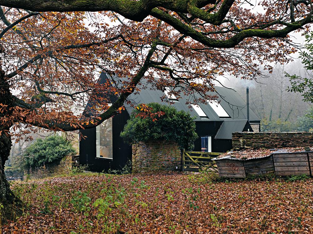 Magazin: Ruine in schwarzem Wellblech