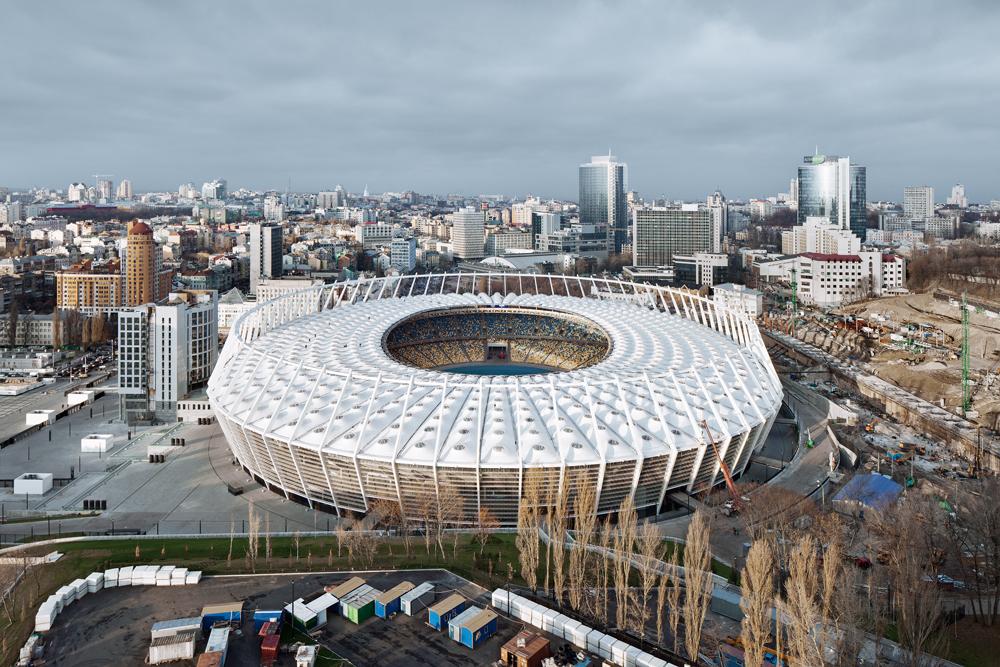 Olympiastadion Kiew, Neubau der Gebäudehülle 2011, schlaich bergermann partner