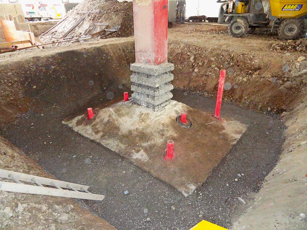 Fundamentertüchtigung mit Verzahnung zur Lastübertragung