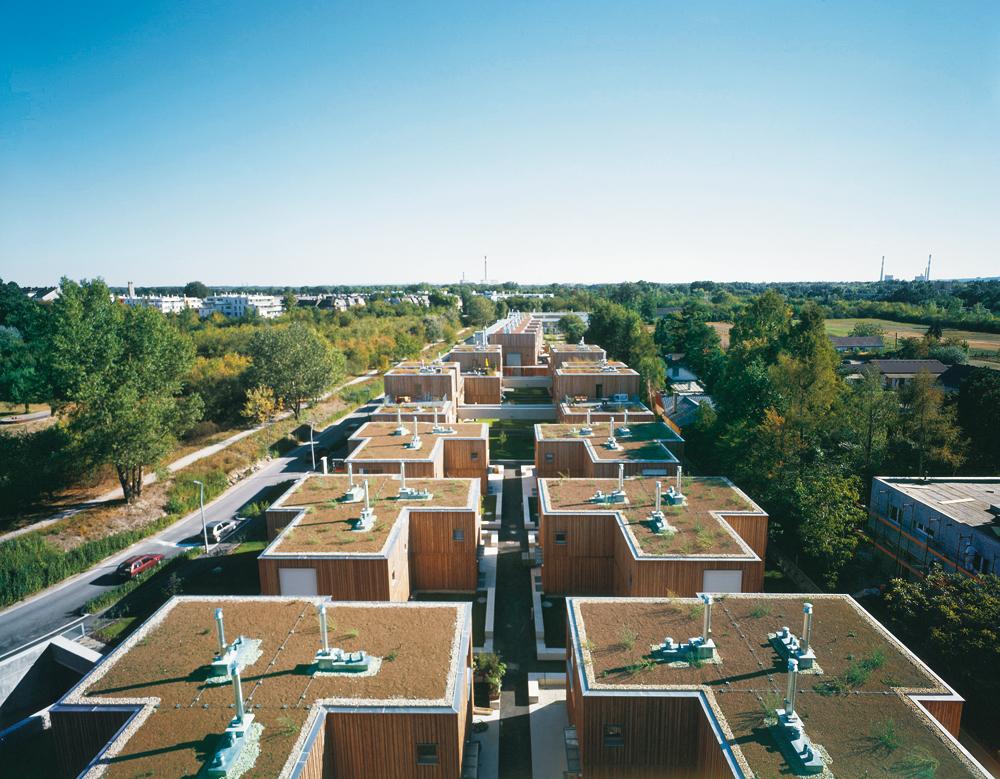 Generationen Wohnen am Mühlgrund: Die Wohnanlage im 22. Bezirk wurde 2011 fertiggestellt und besteht aus drei unterschiedlichen Bauteilen. Durch die städtebauliche Anordnung und Fassaden aus sägerauem Karoline Mayer Lärchenholz sind die Gebäude nach den Entwürfen von Herman Czech, Adolf Krischanitz und Werner Neuwirth aufeinander abgestimmt. Die Baukosten betrugen 1432 Euro pro Quadratmeter.