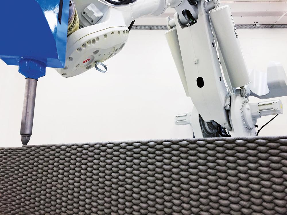 Auf selektiver Materialablage mit Industrieroboter basierende Verfahren wie der Filigrandruck werden derzeit am häufigsten für den 3D-Druck mit Beton verwendet.