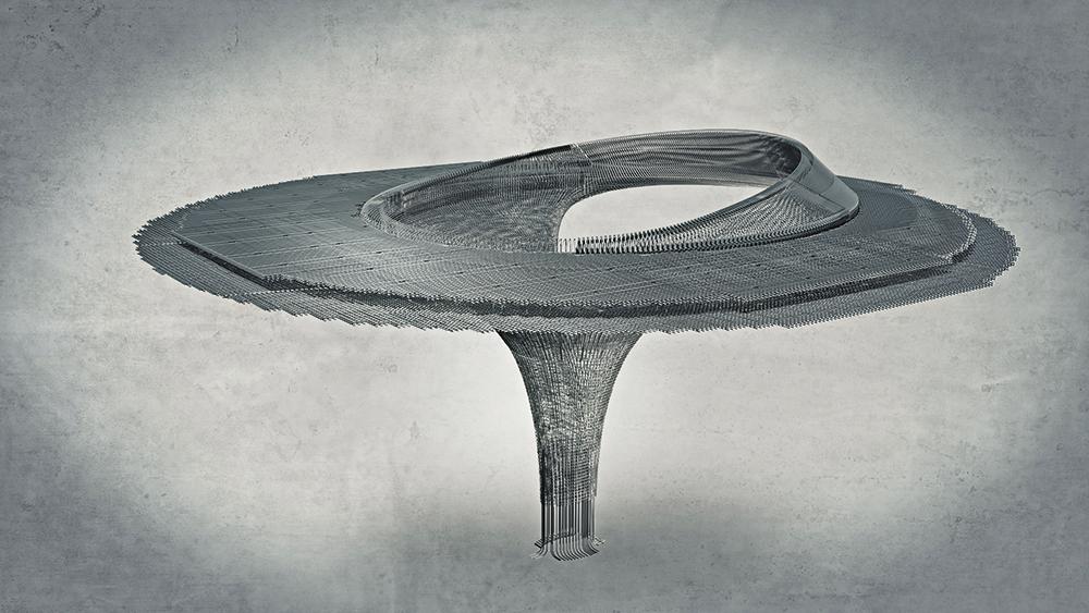 Die Bewehrung des geometrisch hoch komplexen Schalendachs wurde komplett in 3D geplant. Auf diesen Daten aufbauend erfolgte auch die Bewehrungsplanung.