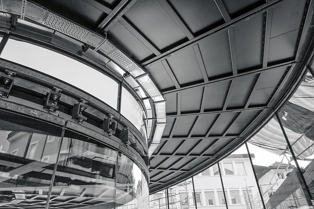 Dachtragwerk Spiralgänge ohne Untersichtverkleidung