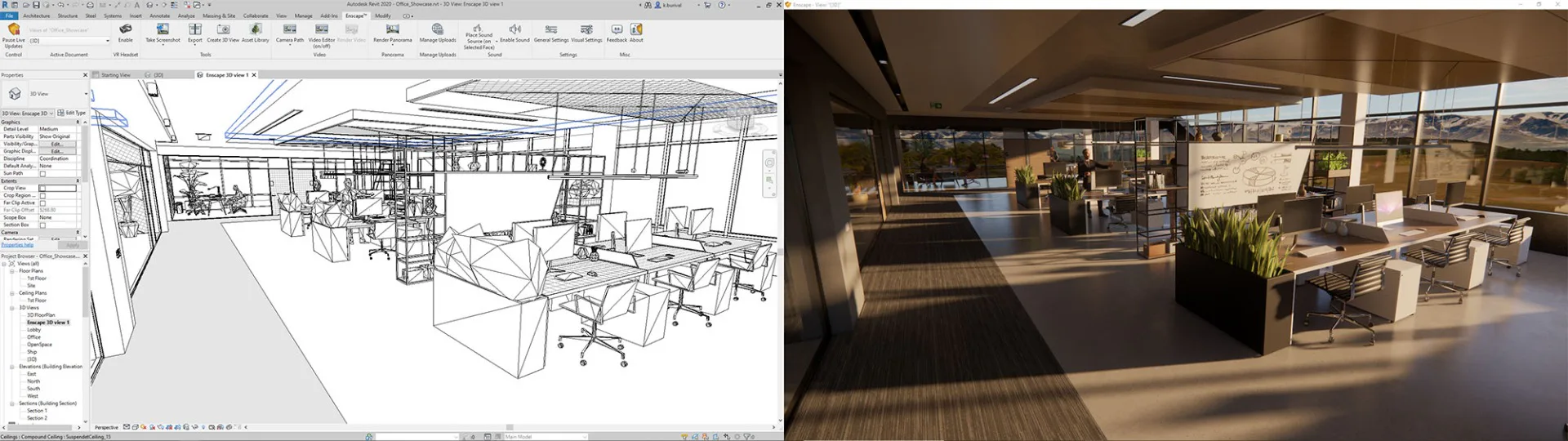 Jede Änderung in der CAD-Software ist sofort in Enscape sichtbar.
