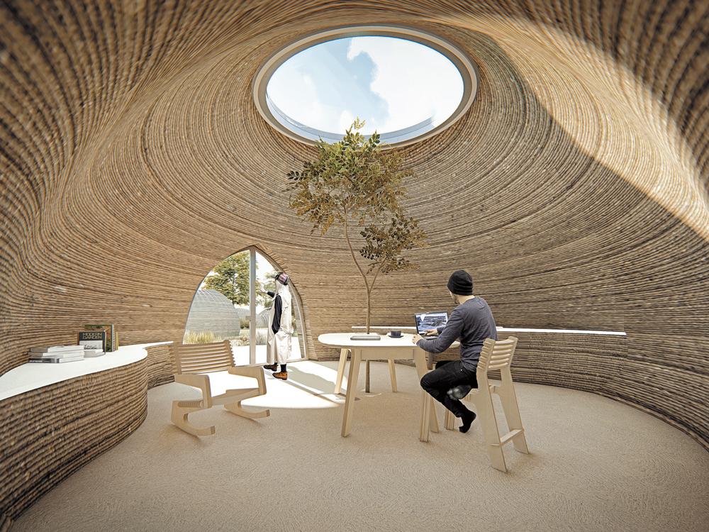 Rendering des fertiggestellten Gebäudes. Der zentrale Okulus wird noch mit einem Glasoberlicht verschlossen.
