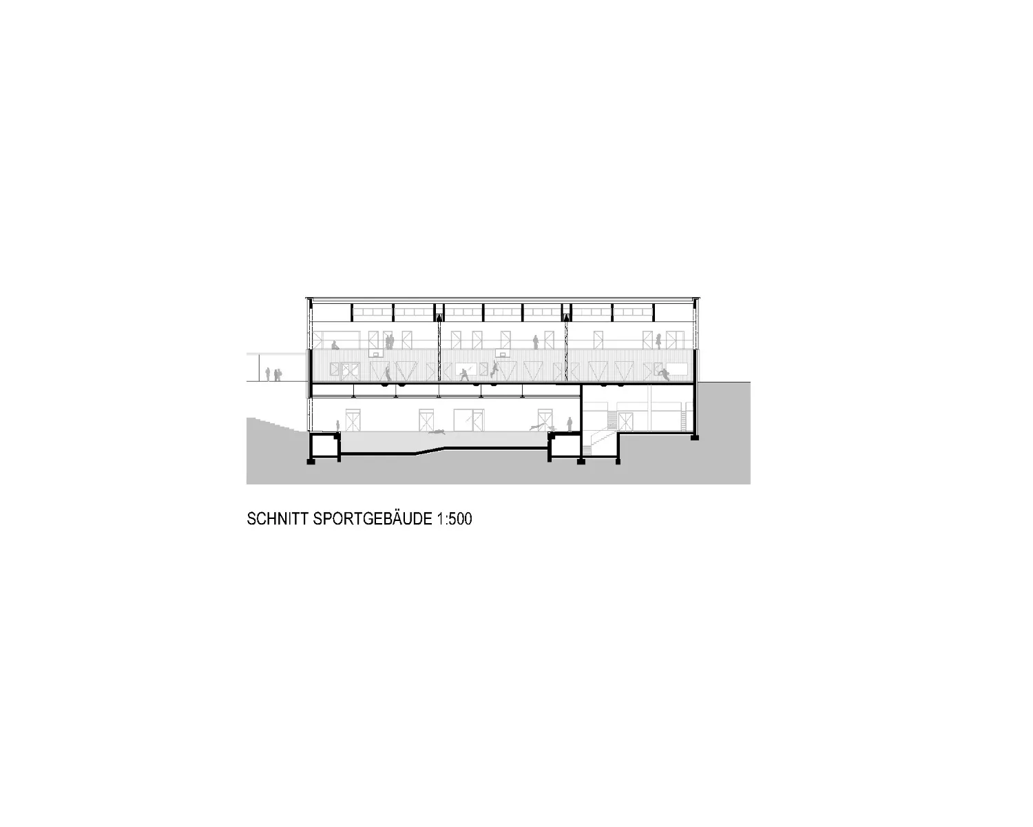 Schnitt Sportgebäude, Grafik